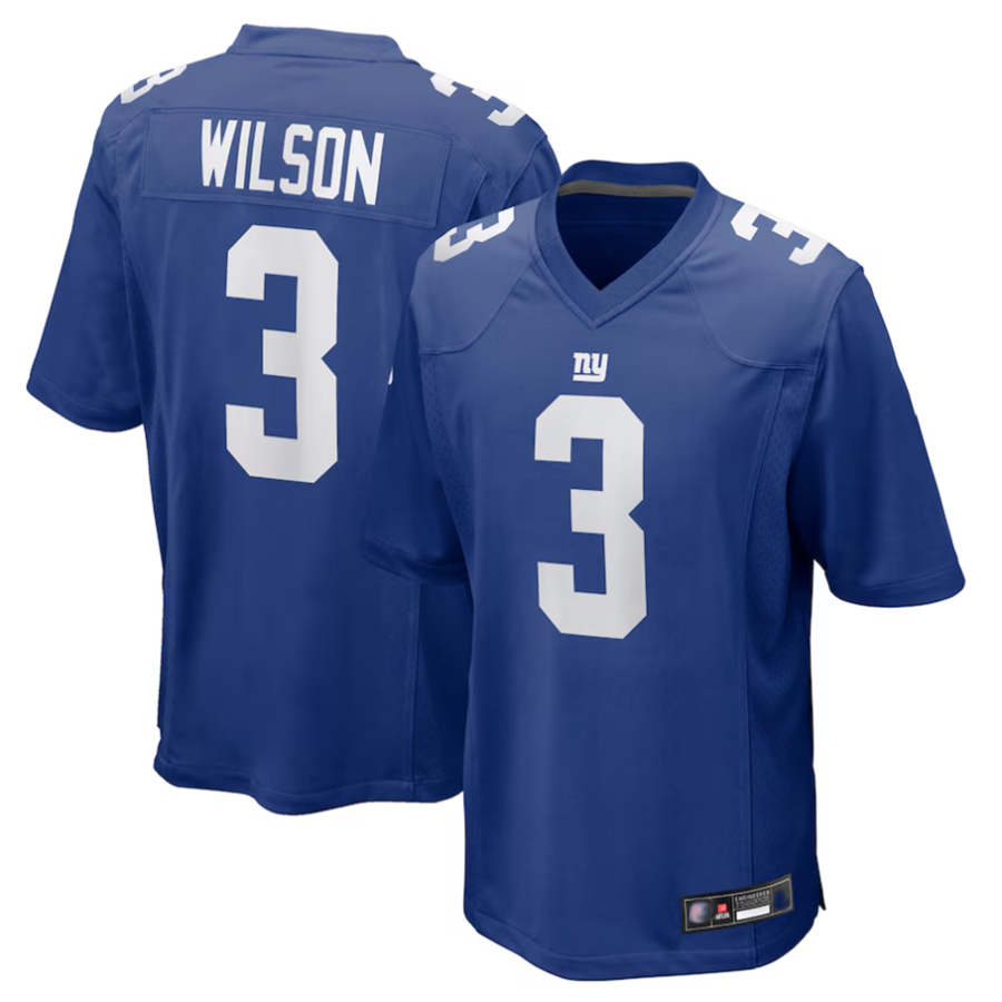 NY.Giants #3 Russell Wilson Player Royal Replica Game
