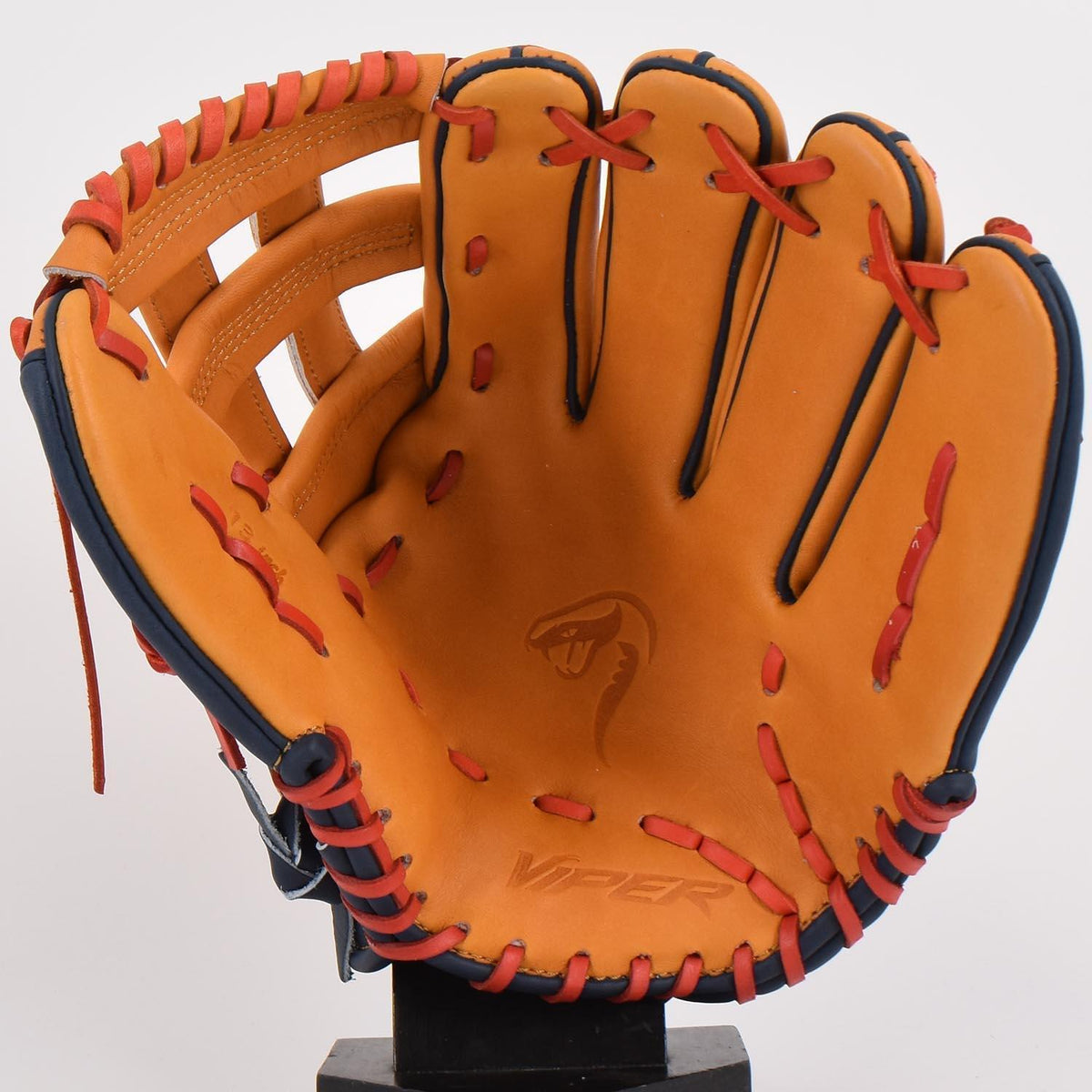 Viper Japanese Kip Leather Slowpitch Softball Fielding Glove - Tan/Navy product image 4, provided for visual reference and