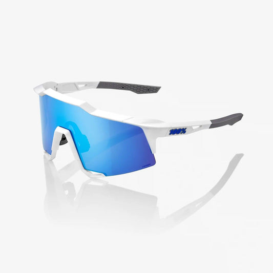 100% SPEEDCRAFT - Matte White - HiPER Blue Multilayer Mirror Lens product image 1, provided for visual reference and product
