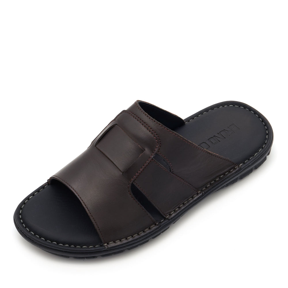 BRUNO CO. Connor Men's Leather Sandals - Coffee
