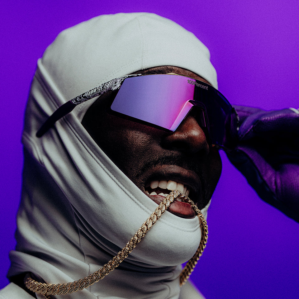 100 Percent Sunglasses - Speedcraft XS - Elly 3 White Venom HiPER Dark Purple Mirror Lens w/ Bonus HiPER Coral Lens product