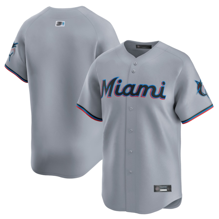 M.Marlins Blank Player Gray Road Limited Baseball Jerseys product image 1