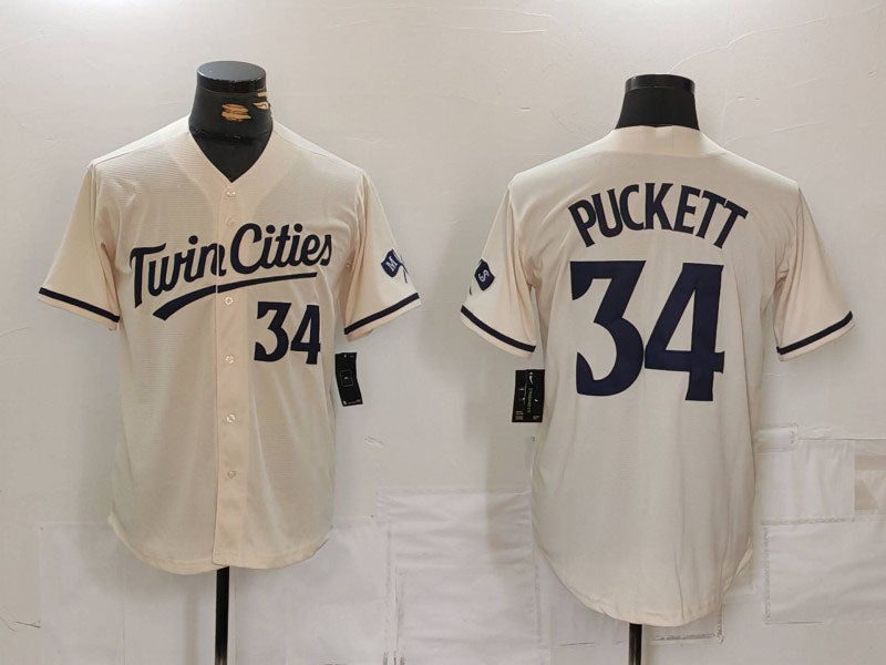 M.Twins #34 Kirby Puckett Player Jersey Cream Cool Base product image 1