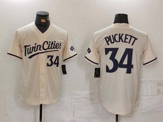 M.Twins #34 Kirby Puckett Player Jersey Cream Cool Base product image 1