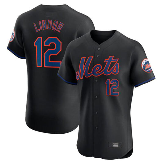 NY.Mets #12 Francisco Lindor Black Elite Player Stitched product image 1