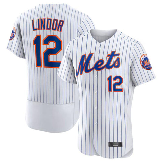 NY.Mets #12 Francisco Lindor White Home Elite Player product image 1
