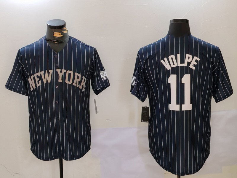 NY.Yankees #11 Anthony Volpe Player Jersey Navy Pinstripe product image 1