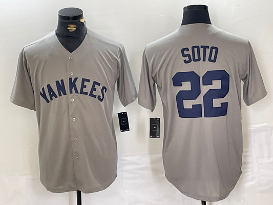 NY.Yankees #22 Juan Soto Grey Stitched Throwback Limited product image 1