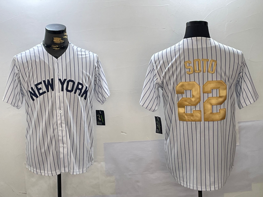 NY.Yankees #22 Juan Soto White Pinstripe Fashion Cool Base product image 1