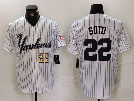 NY.Yankees #22 Juan Soto Player White Pinstripe Fashion product image 1