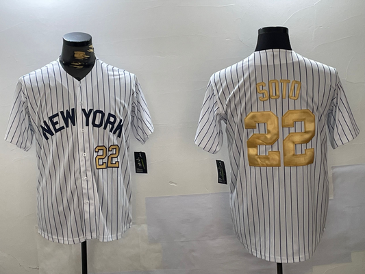 NY.Yankees #22 Juan Soto White Player Jersey Pinstripe product image 1