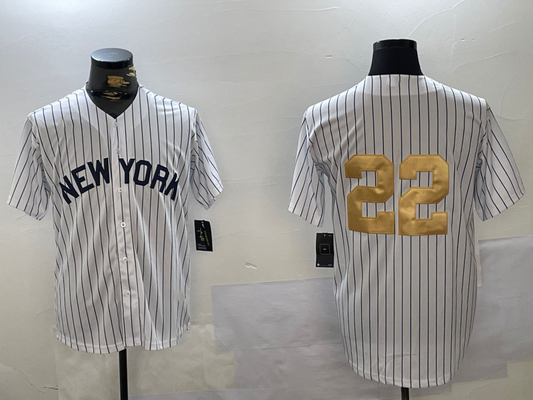 NY.Yankees #22 Juan Soto White Pinstripe Fashion Cool Base product image 1