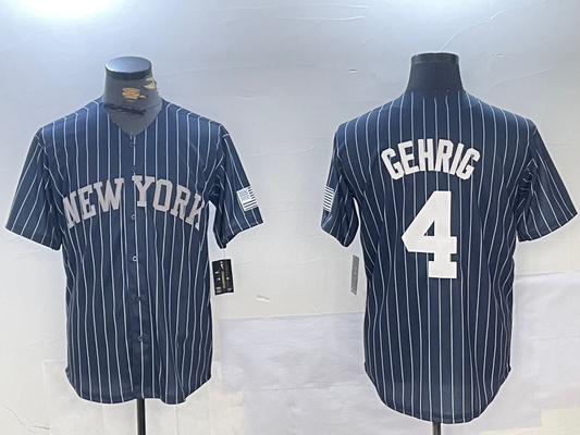 NY.Yankees #4 Lou Gehrig Player Navy Pinstripe Fashion Cool product image 1