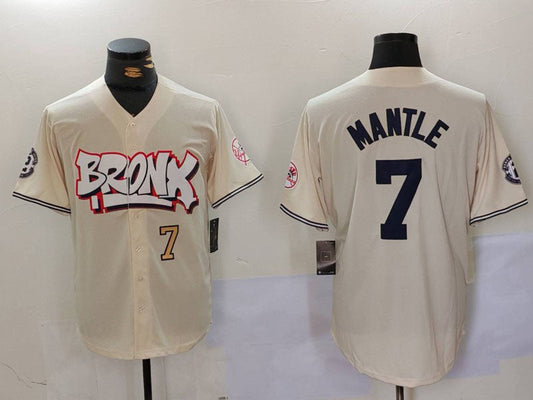 NY.Yankees #7 Mickey Mantle Player Game Jersey Cream product image 1
