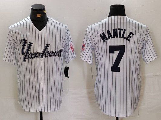 NY.Yankees #7 Mickey Mantle White Pinstripe Fashion Cool product image 1