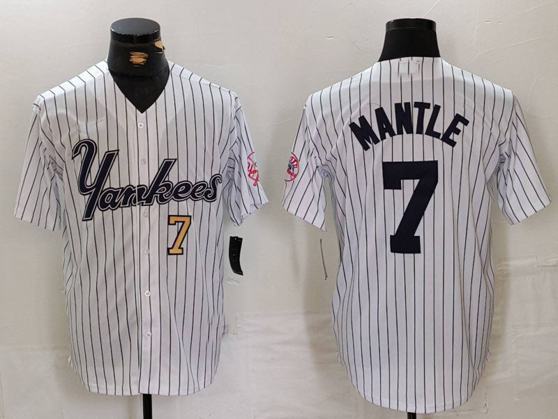 NY.Yankees #7 Mickey Mantle Player White Pinstripe Fashion product image 1