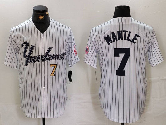 NY.Yankees #7 Mickey Mantle Player White Pinstripe Fashion product image 1