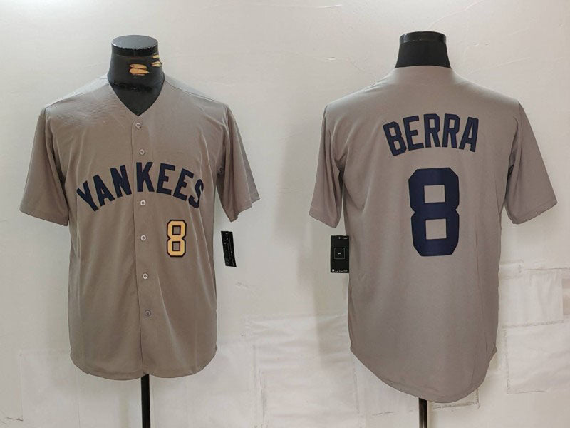 NY.Yankees #8 Yogi Berra Grey Player Jersey Throwback product image 1