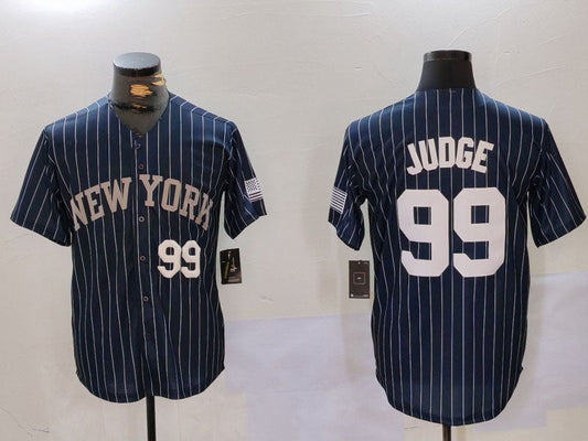 NY.Yankees #99 Aaron Judge Navy Pinstripe Fashion Cool Base product image 1
