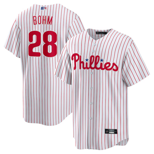 P.Phillies #28 Alec Bohm Player White Replica Baseball product image 1