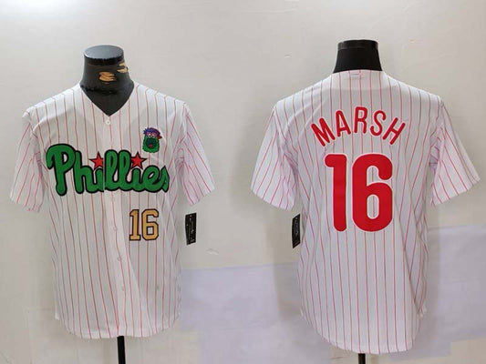 P.Phillies #16 Brandon Marsh White Green Player Game Jersey product image 1
