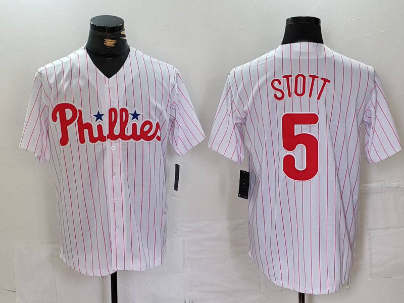 P.Phillies #5 Bryson Stott Player White Pinstripe Stitched product image 1