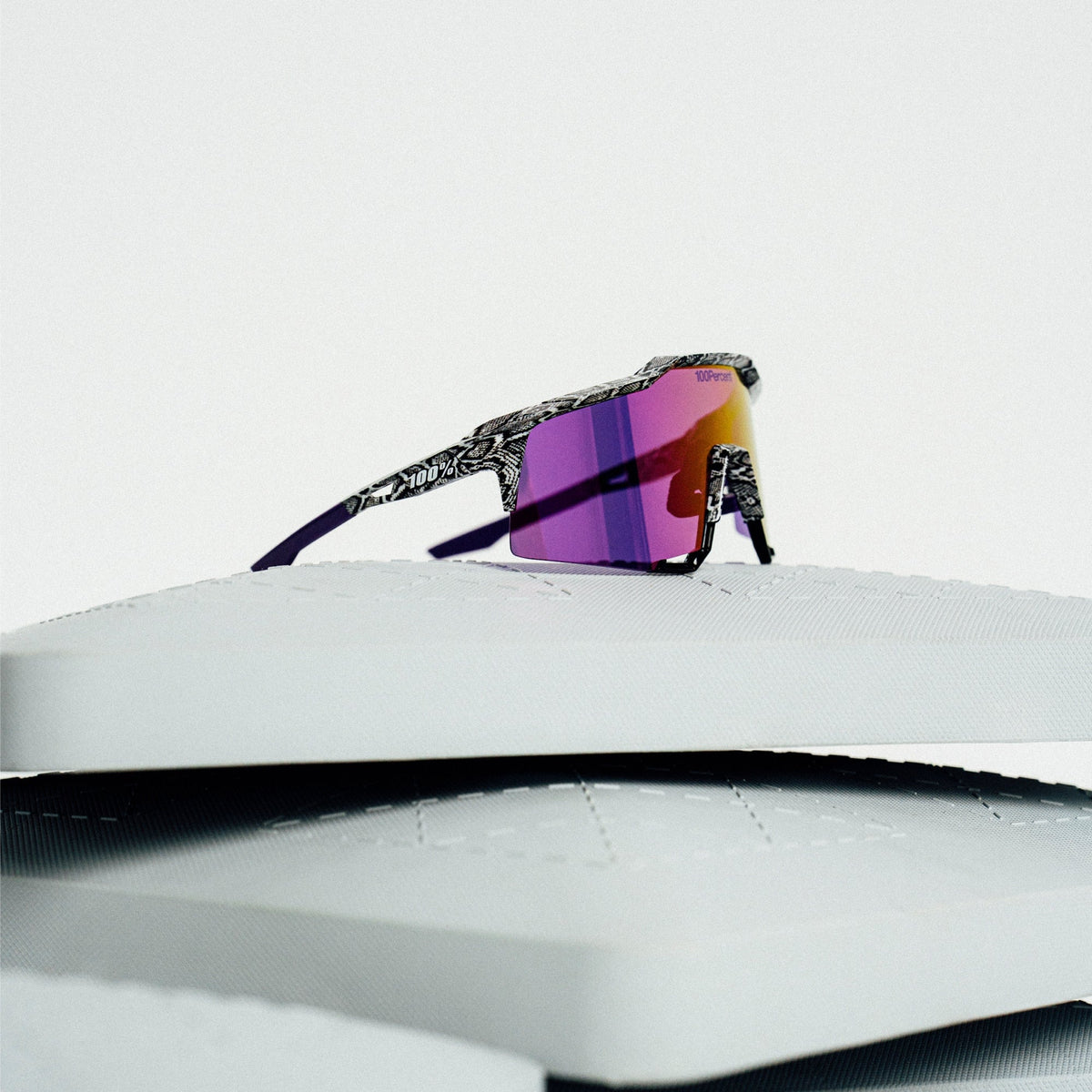 100 Percent Sunglasses - Speedcraft - Elly 3 White Venom HiPER Dark Purple Mirror Lens w/ Bonus HiPER Coral Lens product