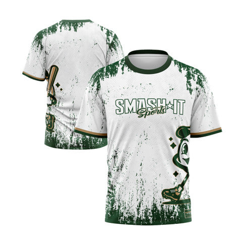 Smash It Sports Short Sleeve Shirt - Smashie (White/Green/Gold) product image 1, provided for visual reference and product