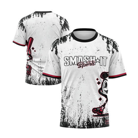 Smash It Sports Short Sleeve Shirt - Smashie (White/Black/Red) product image 1, provided for visual reference and product