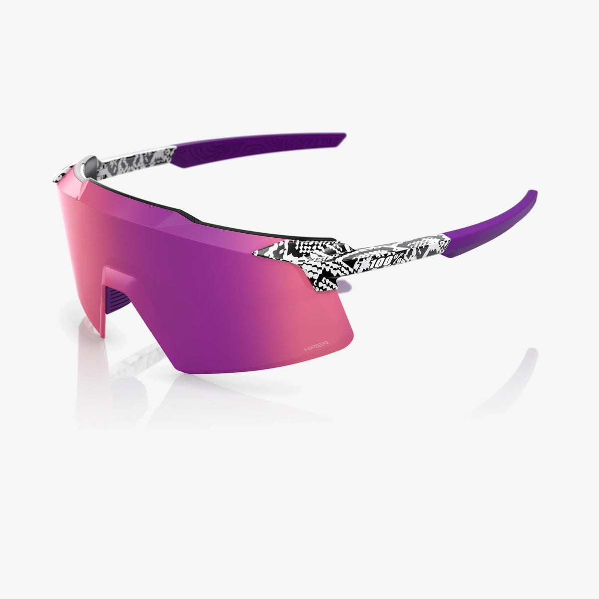 100 Percent Sunglasses - Aerocraft - Elly 3 White Venom - Purple Mirror Lens product image 1, provided for visual reference