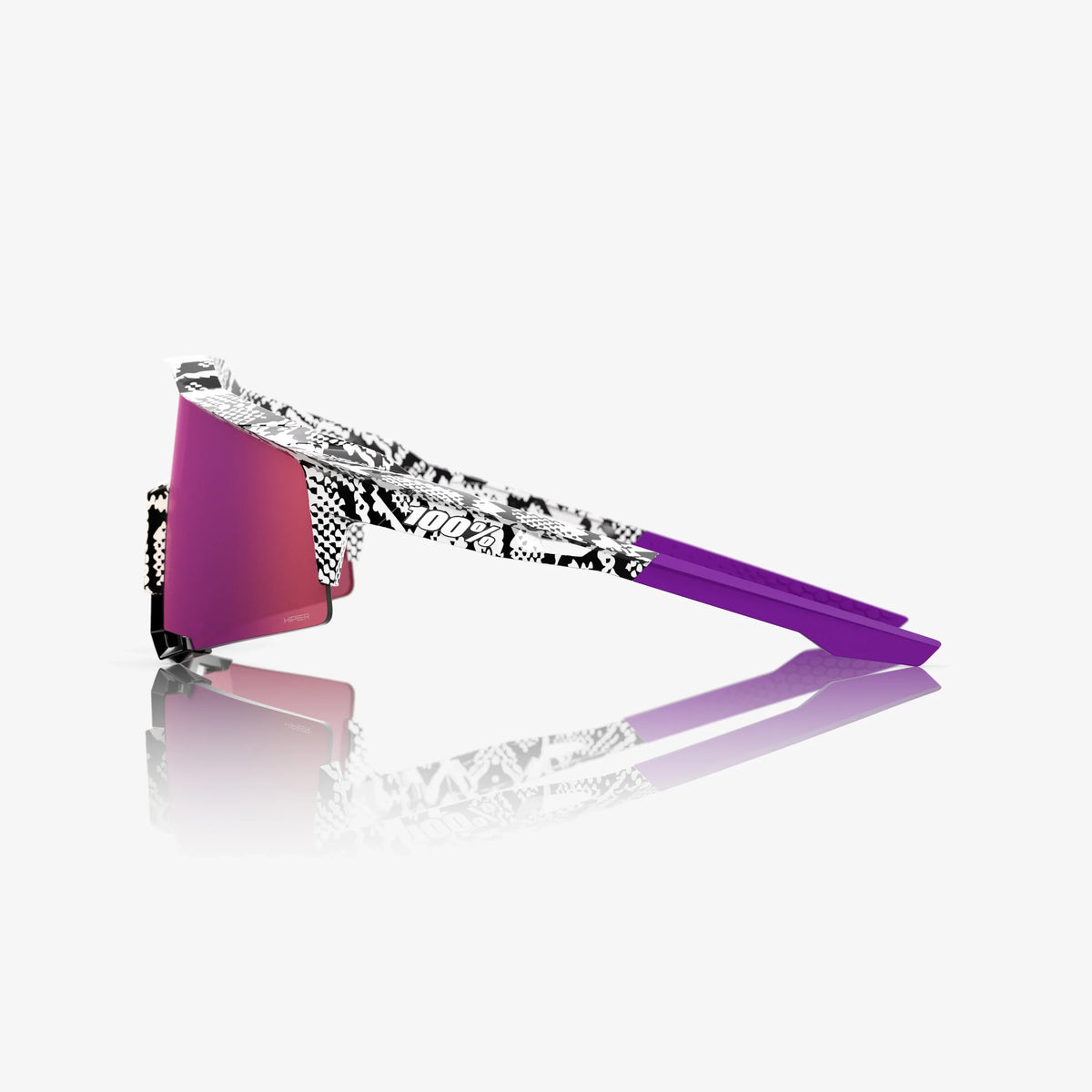100 Percent Sunglasses - Speedcraft - Elly 3 White Venom HiPER Dark Purple Mirror Lens w/ Bonus HiPER Coral Lens product
