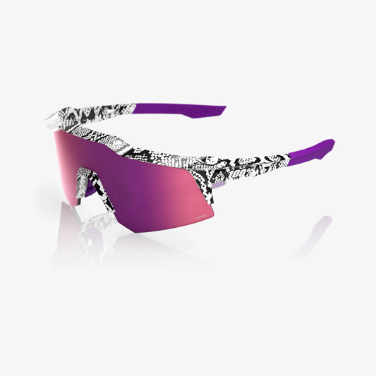 100 Percent Sunglasses - Speedcraft XS - Elly 3 White Venom HiPER Dark Purple Mirror Lens w/ Bonus HiPER Coral Lens product