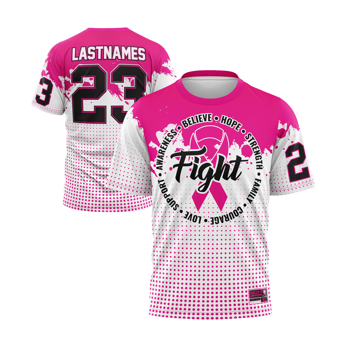 2026 Smash It Sports Breast Cancer Awareness Short Sleeve Jersey (Customized Buy-In) Fight product image 1, provided for